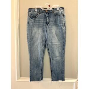 Seven7 Weekend Slim Fit Size 14 High Waist Raw Hem Denim Jeans